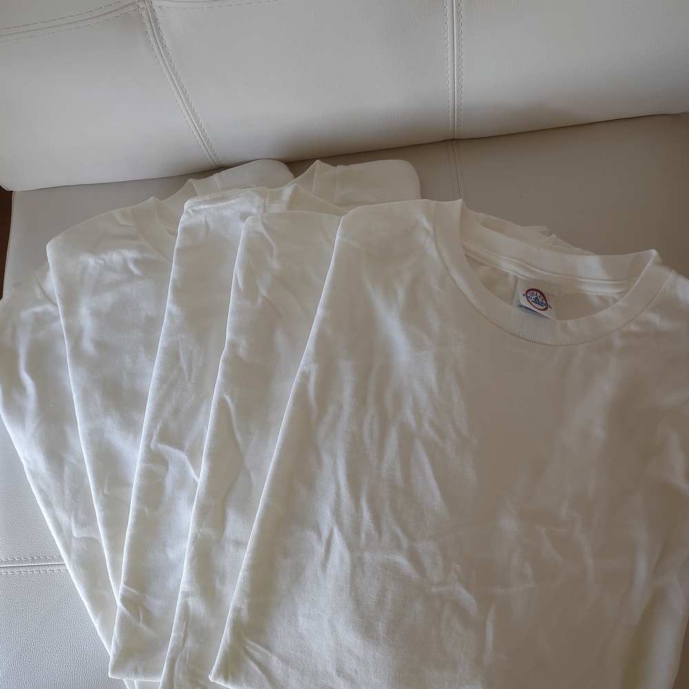 5 PACK White Crew Neck T-Shirts XL